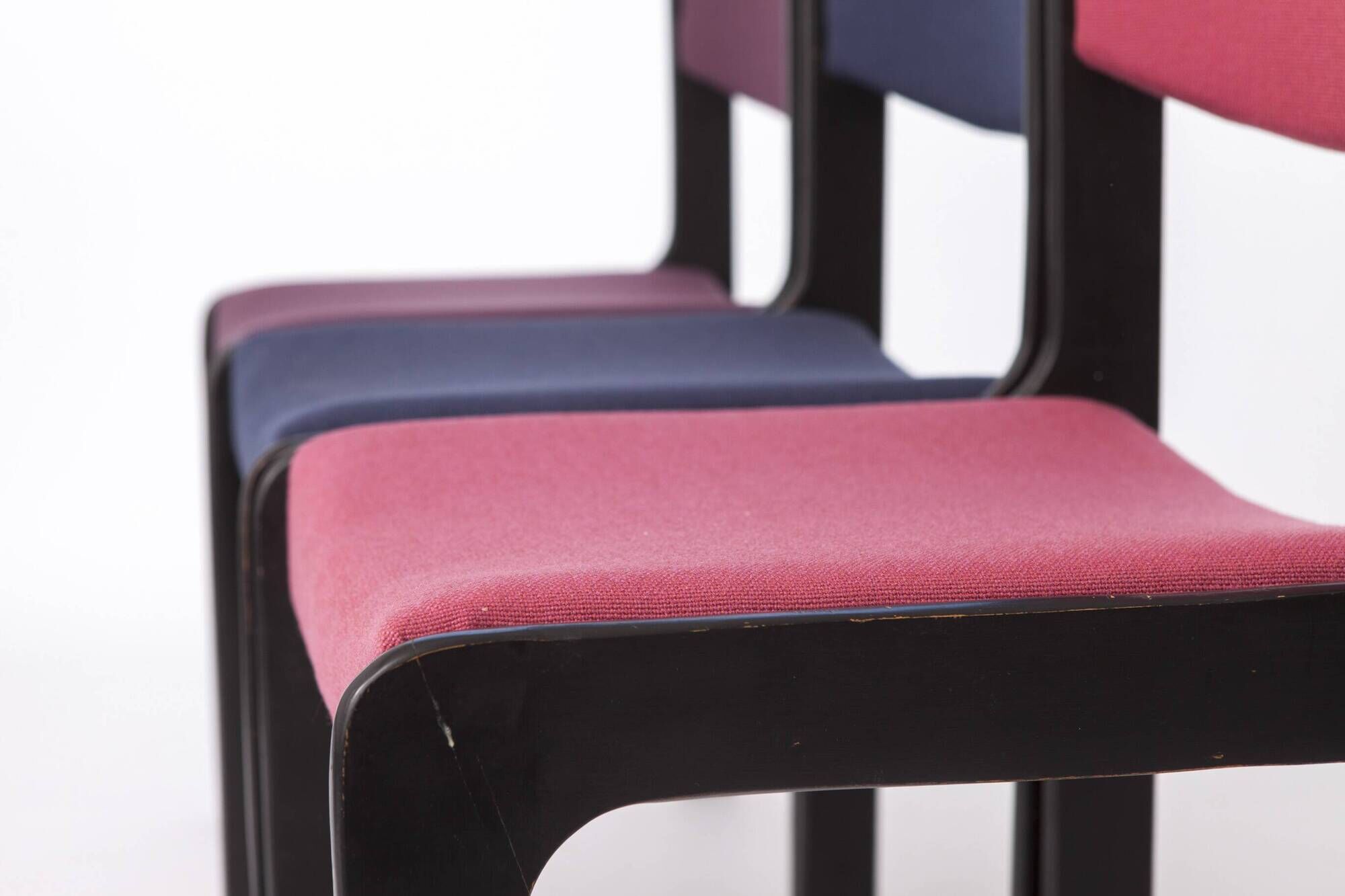 Set of 6 Vintage German Dining Chairs, 1950s–1960s, Black Beechwood