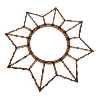 Miroir vintage rotin bambou