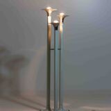 French tripod floor lamp with trumpet shades in chrome and enamel, 1960s