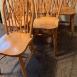 Set of 6 Dutch chairs in solid beech wood.
