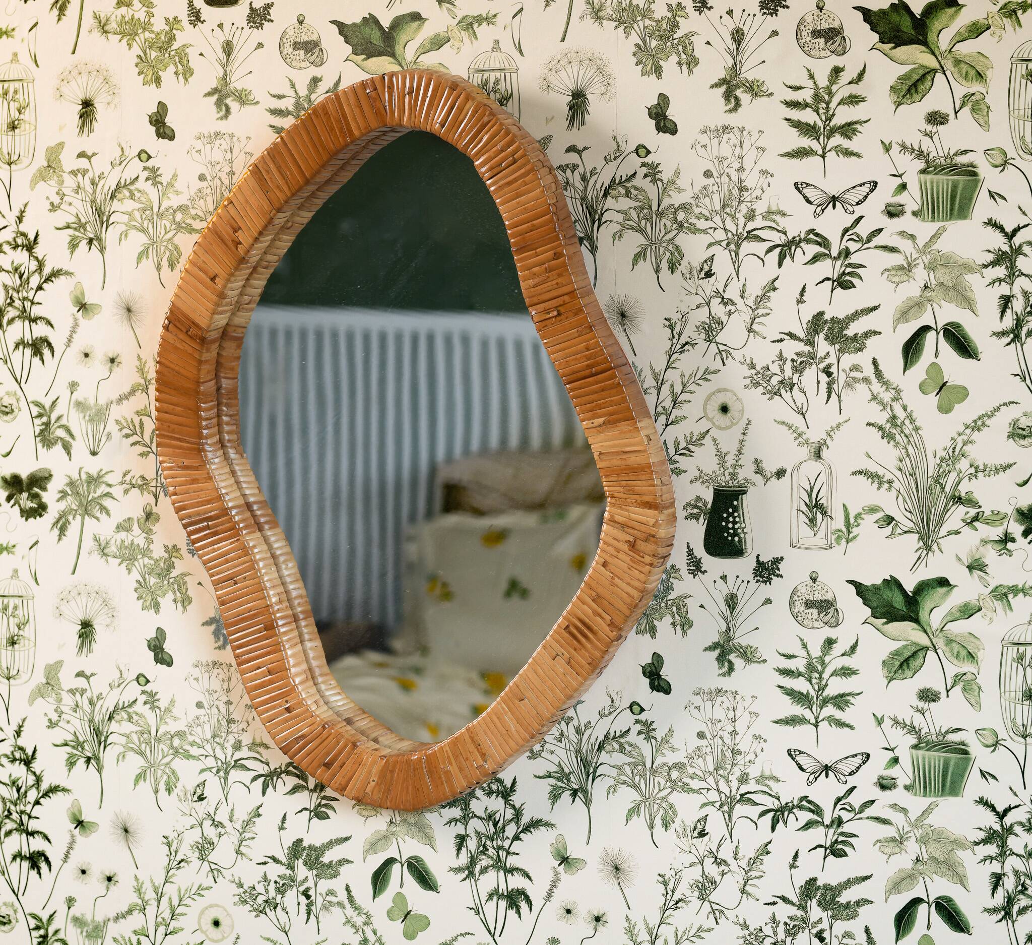 Rattan Wall Mirror, Asymetrical