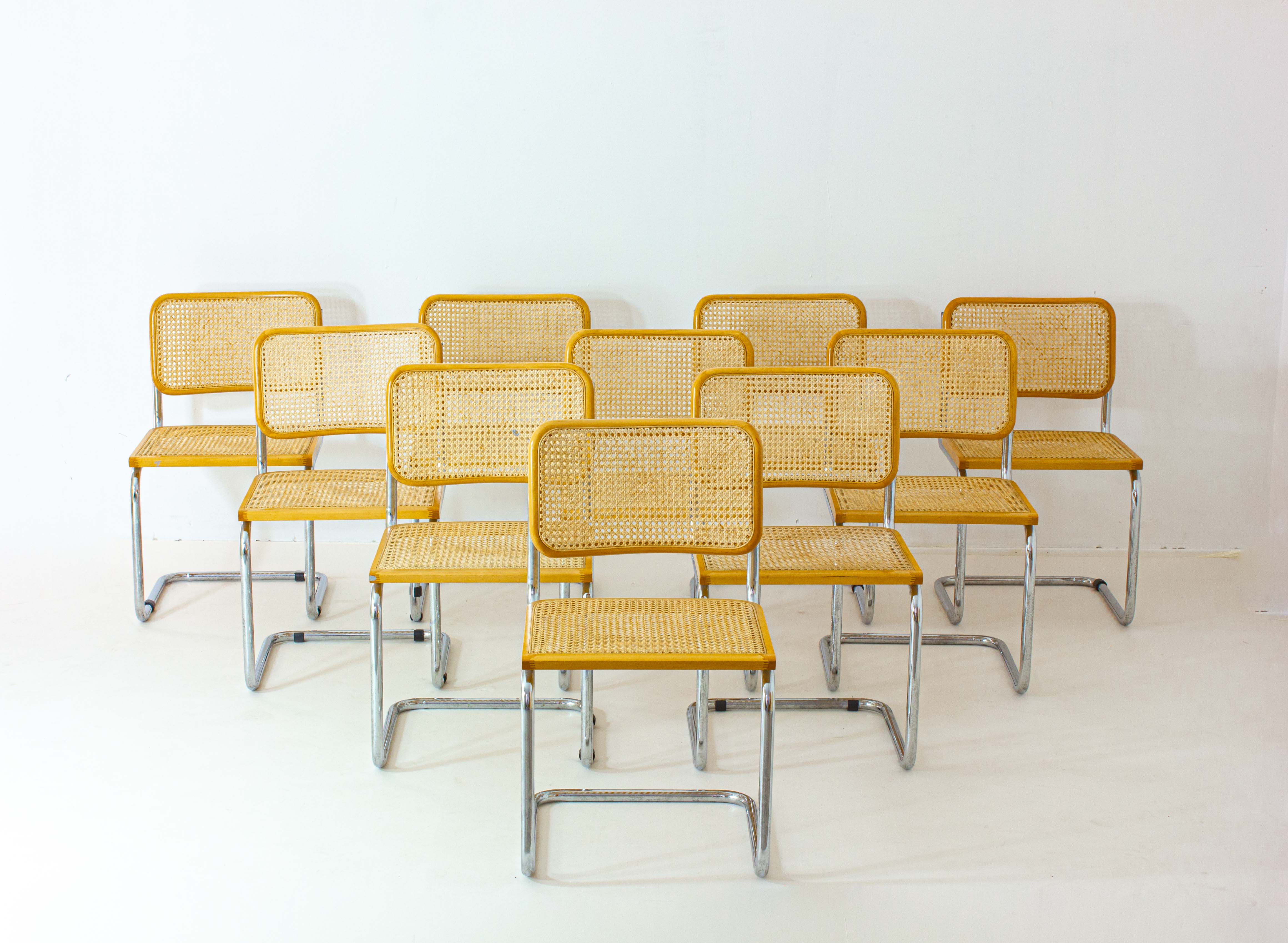 Set of 10 Breuer s32 chair, Italy 1970s