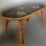 Table en rotin et céramique Georges Chassin Vallauris
