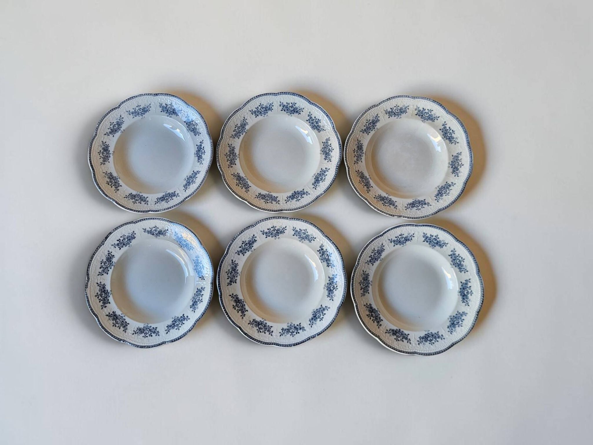 6 assiettes creuses Badonviller modèle Richelieu