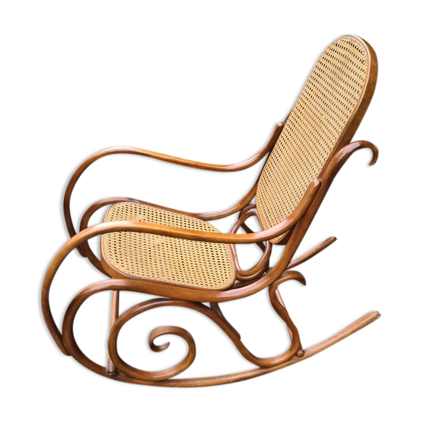 Rocking chair rattan and bentwood Vintage tuna