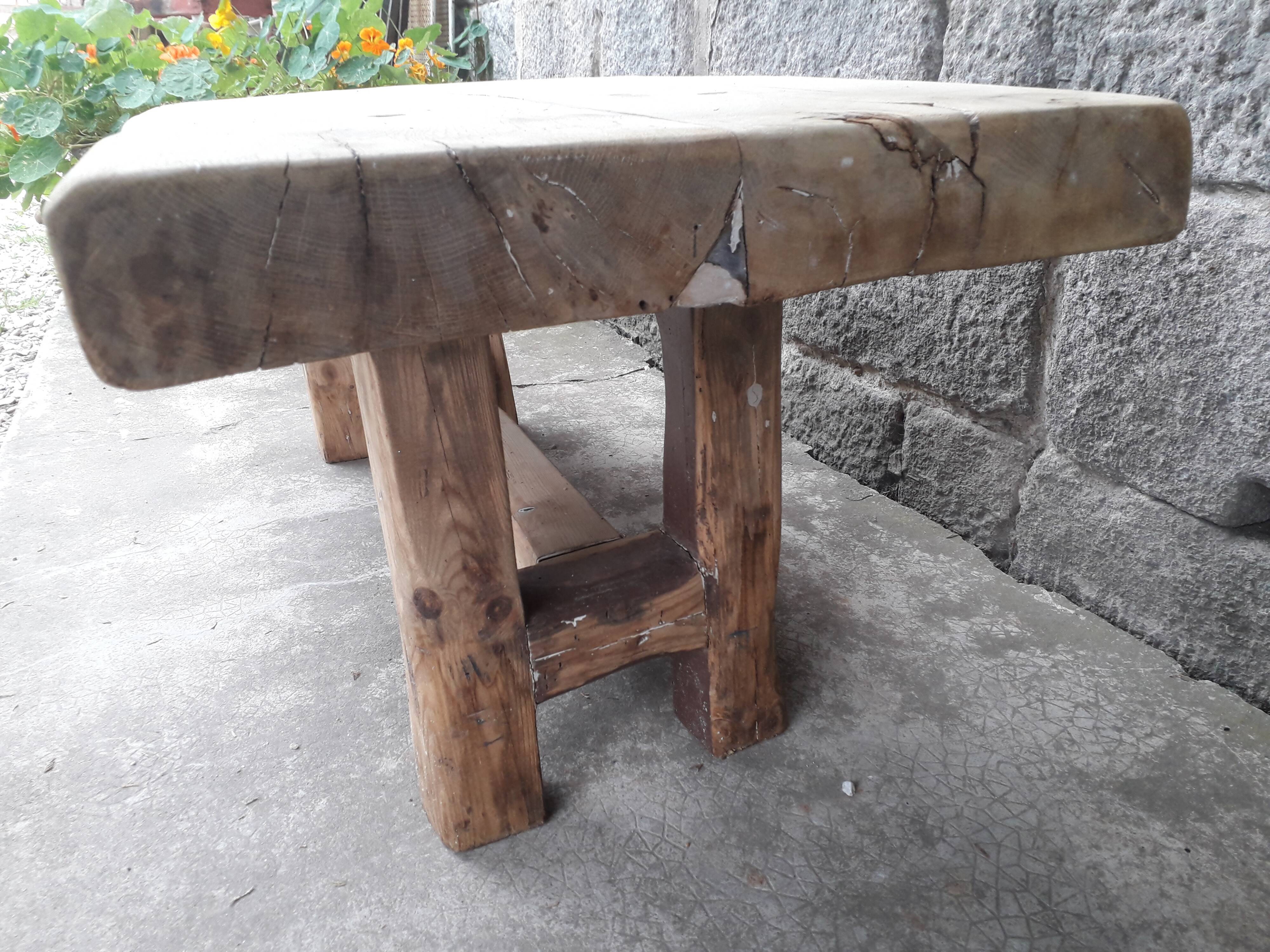 Brutalist solid oak coffee table