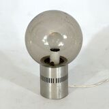 Stilux Milano, Mid-century aluminum and bullicante glass table lamp