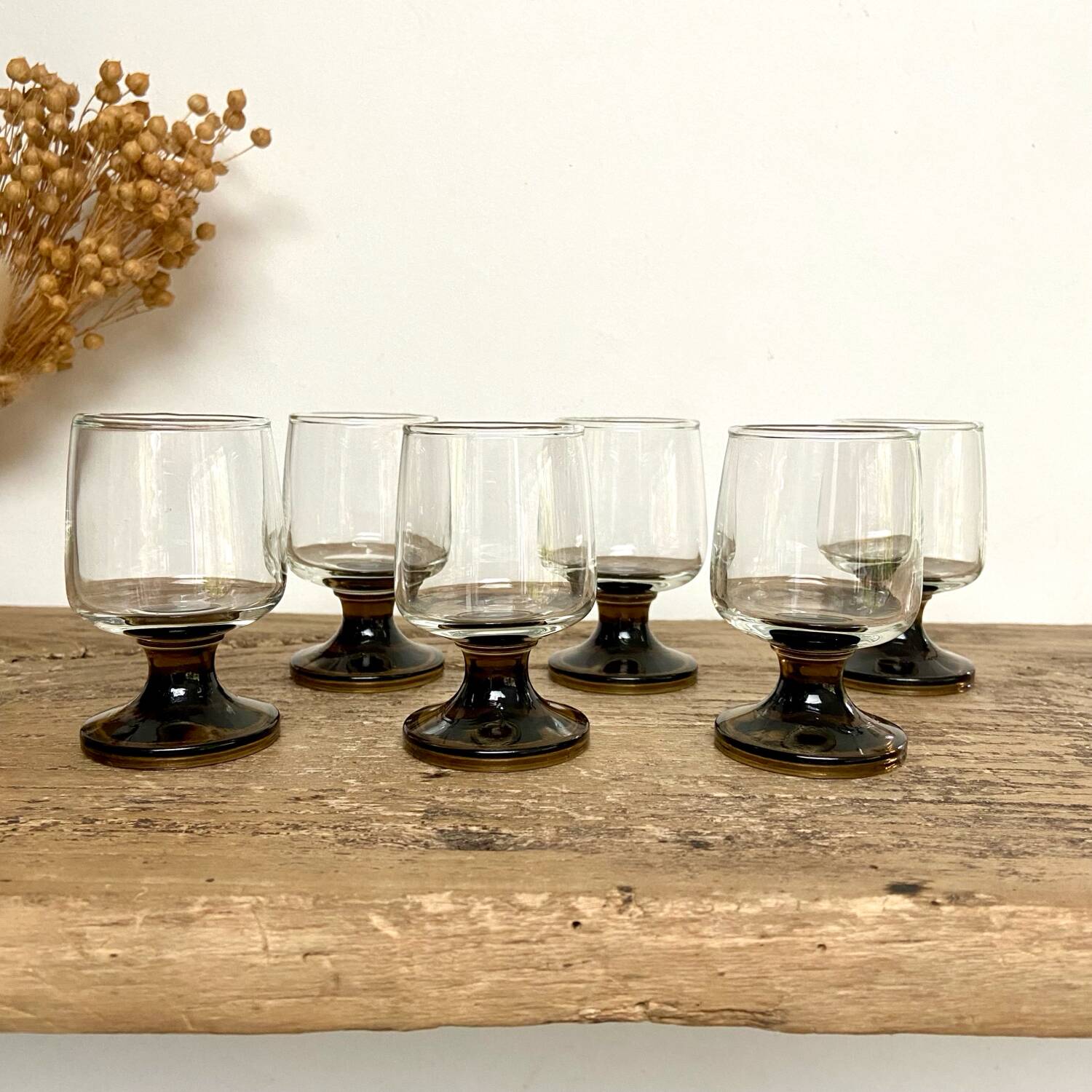 6 vintage liqueur glasses