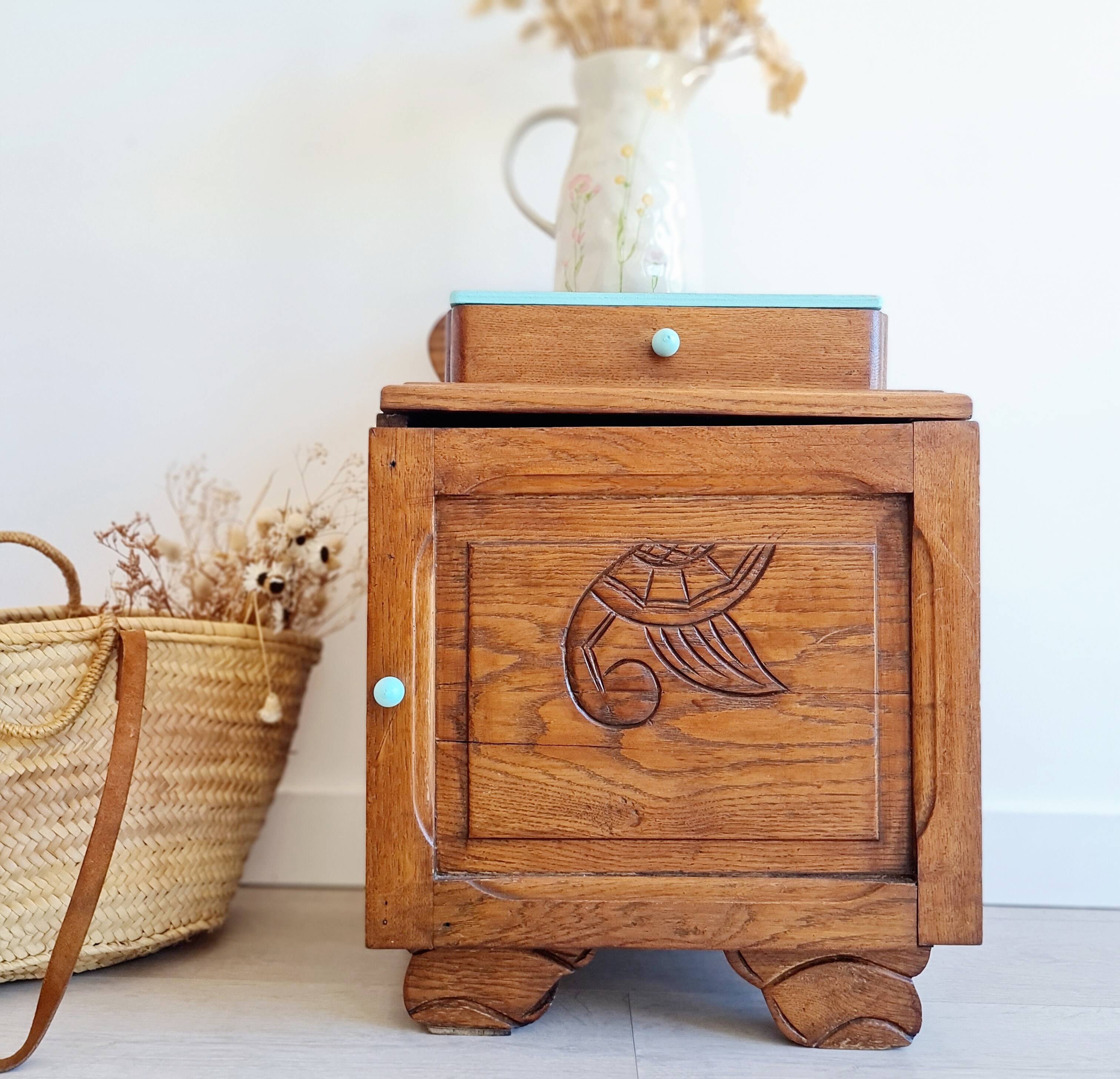 Chevet petit meuble caisson art déco bois
