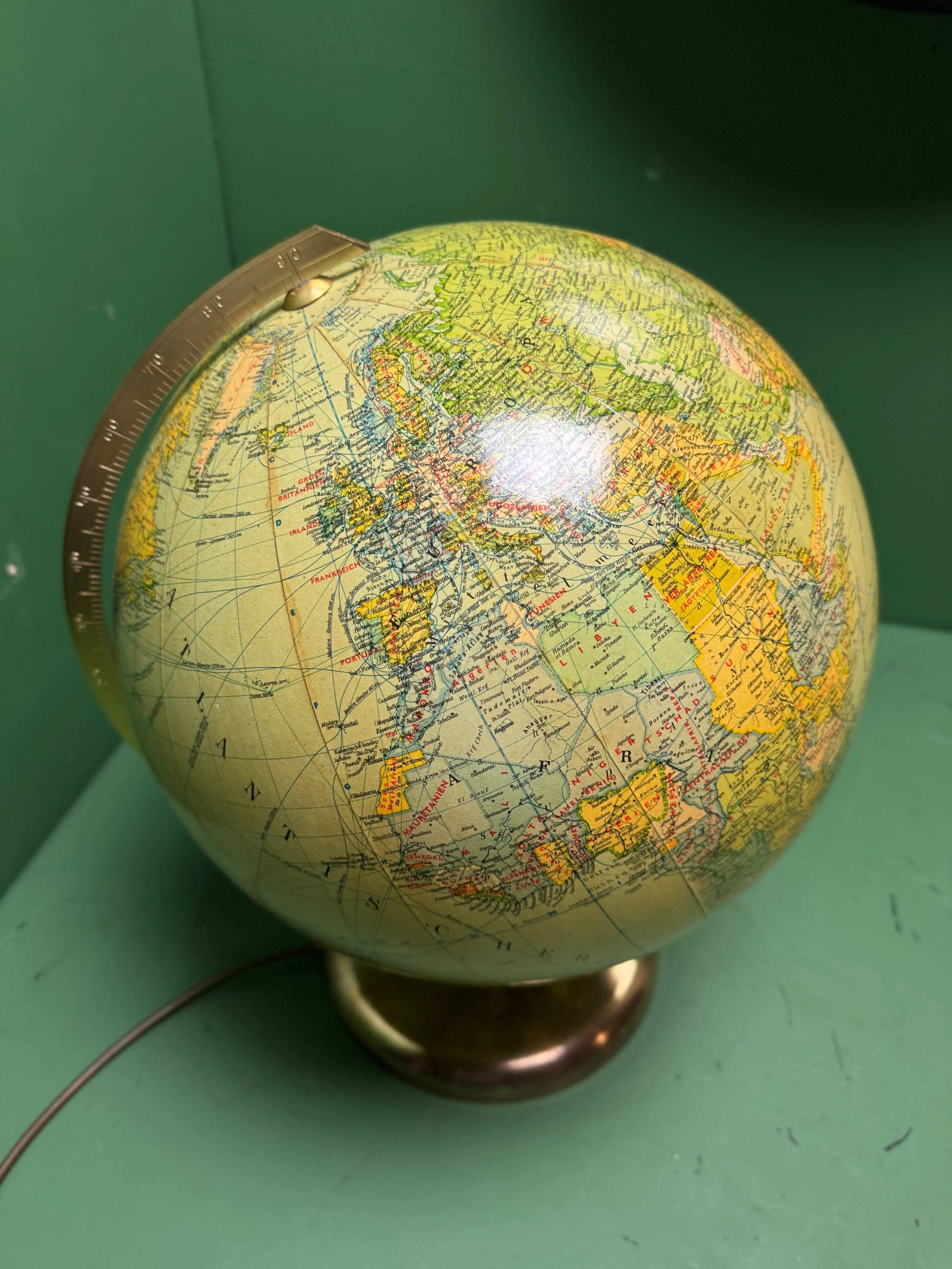 Vintage 1960s German glass globe lamp by JRO Globus Munchen