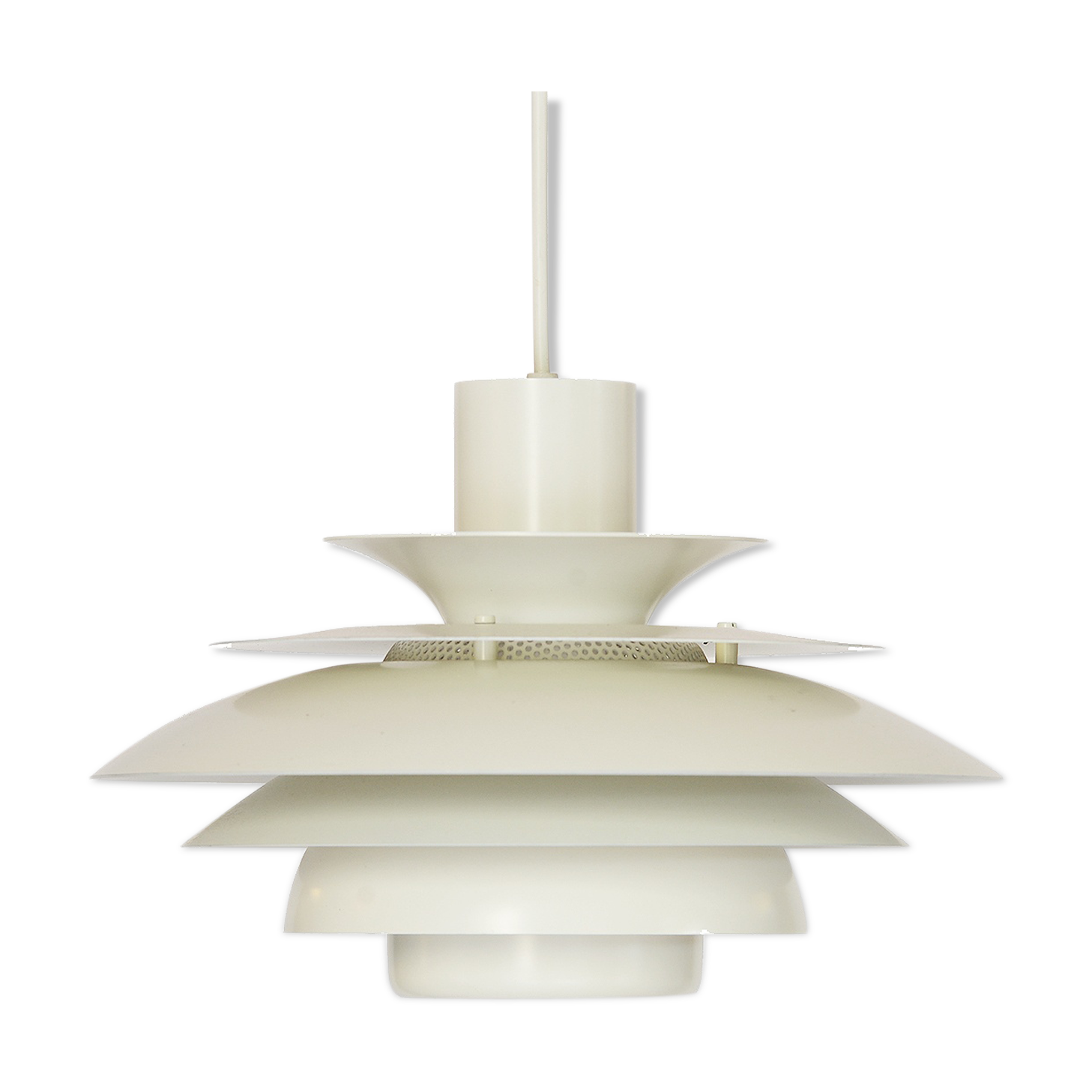 Pendant light with white powder coating from "Superlight", Denmark 1970s