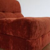 Rusty velvet low chair without arms