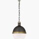 Large Hicks globe pendant light in bronze and glass by Thomas O'Brien USA