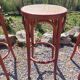 3 wooden bar stools with caning