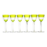 Armagnac wine glasses in green crystal by Baccarat, 1970s, set of 6.