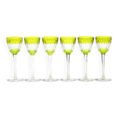 Verres à vin Armagnac en cristal vert de Baccarat, années 1970, lot de 6