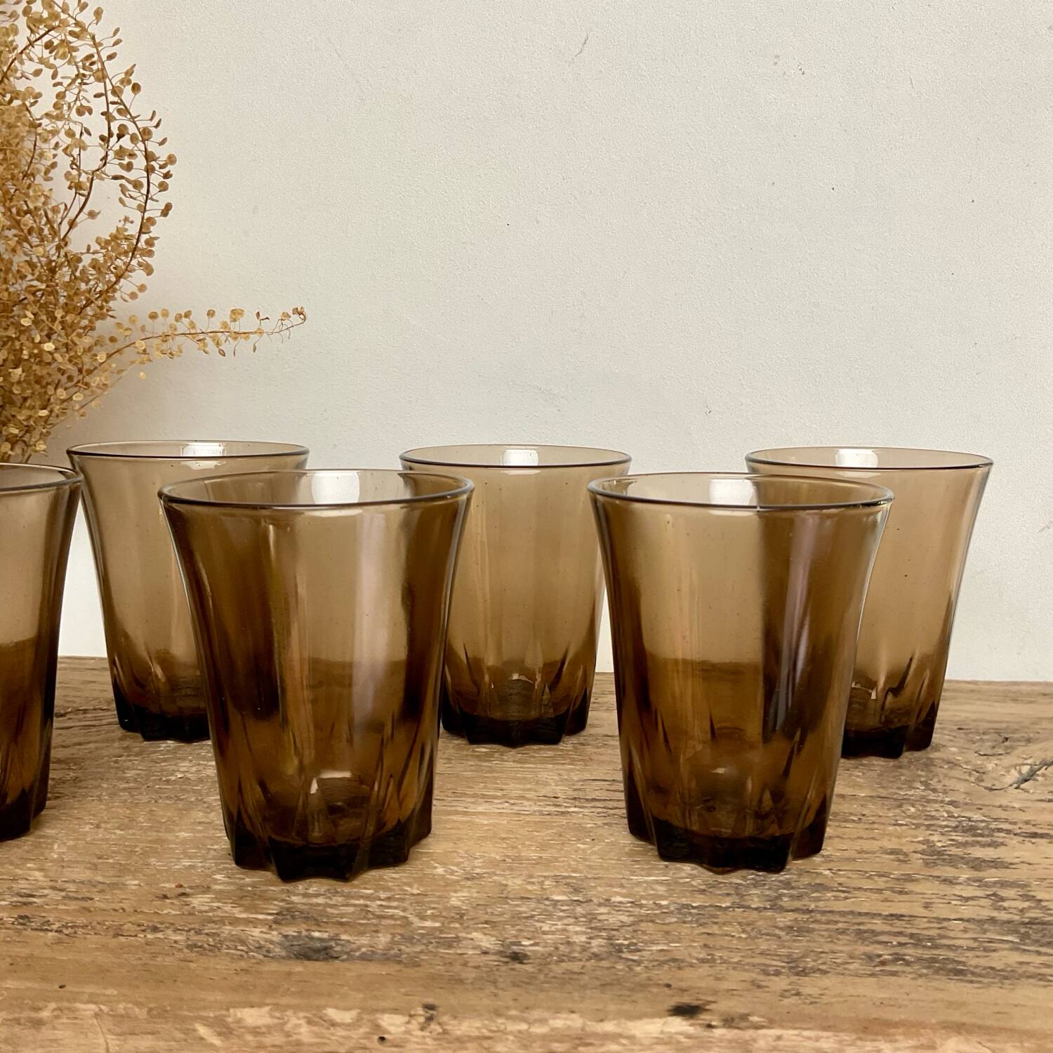 6 petits verres fumés
