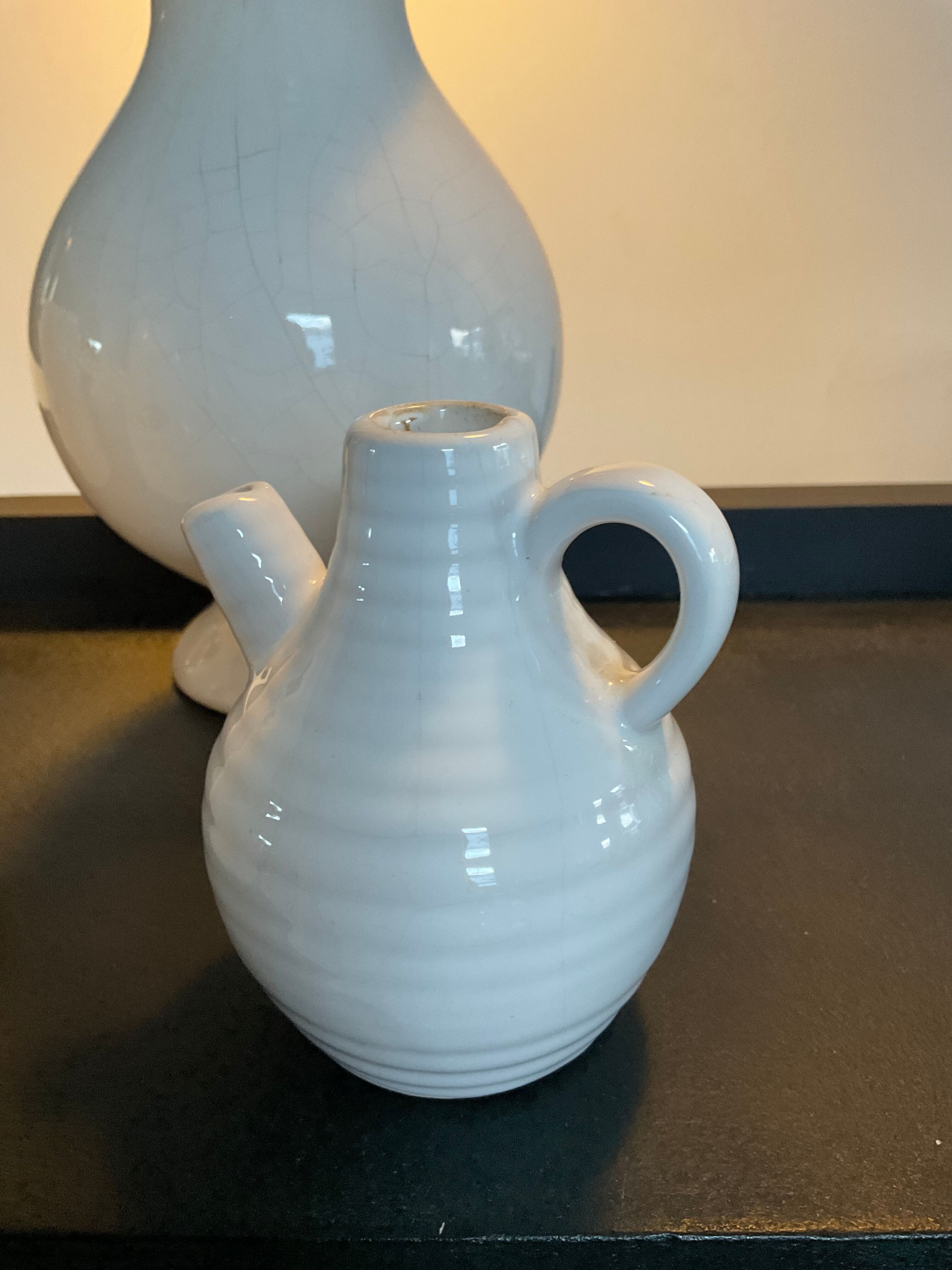 Series of 6 vintage vases in white ceramic years 60-70