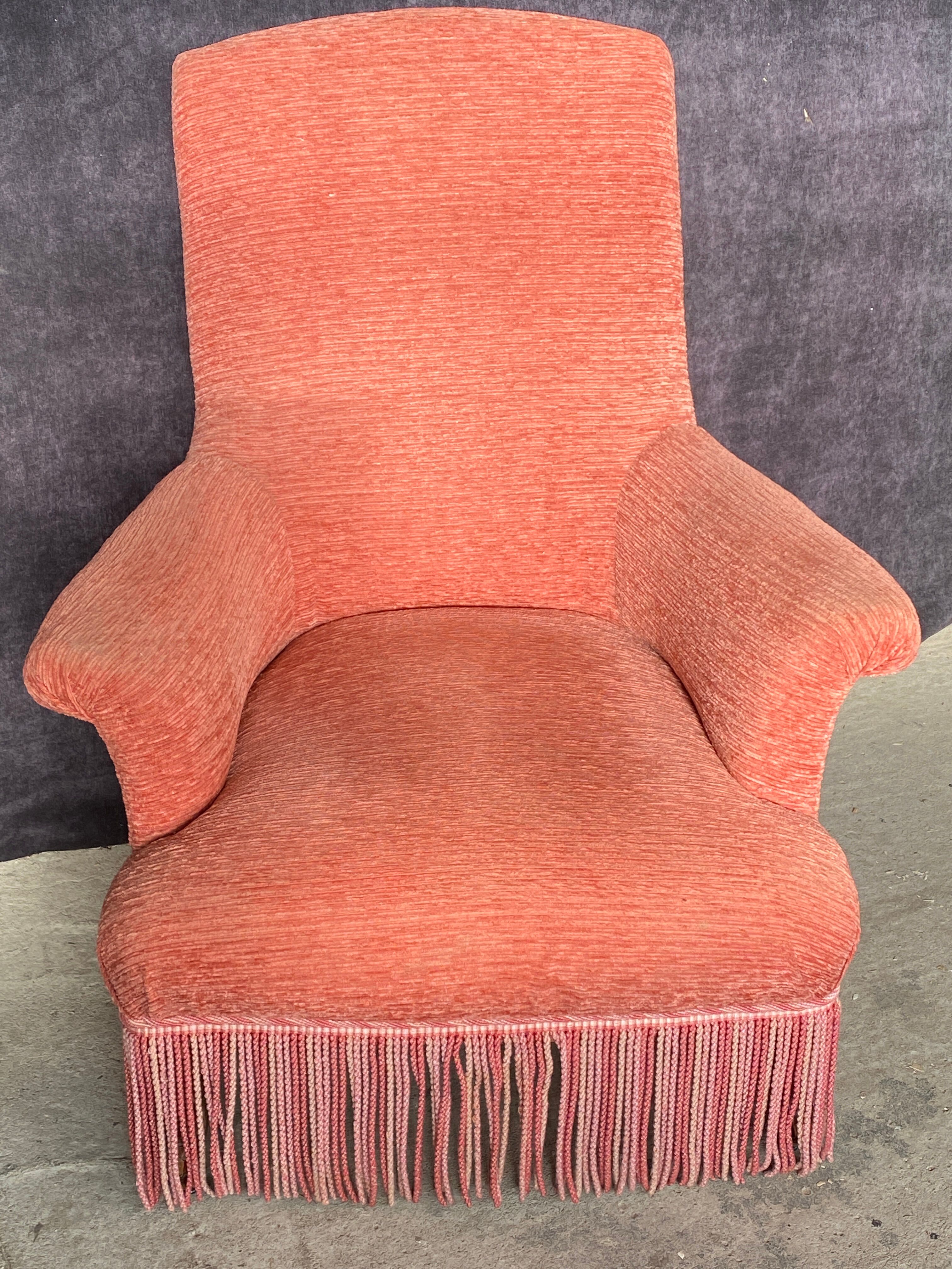 Pink velvet armchair