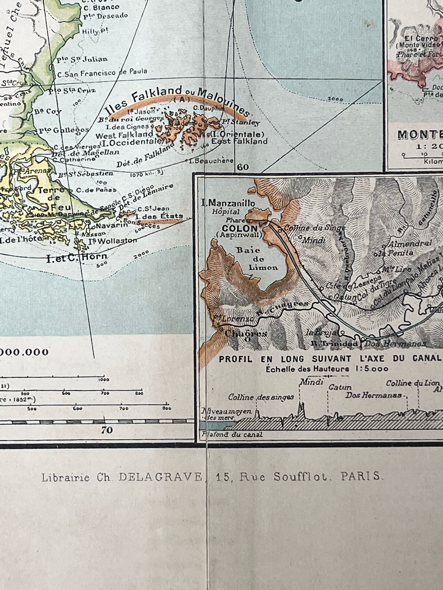 Carte ancienne Amérique du Sud 67x54cm