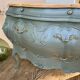 Renovated curved tomb chest of drawers in clay green and wood
