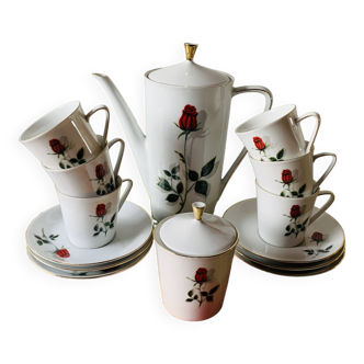 Service à café en porcelaine Mitterteich Bavaria - motif roses rouges