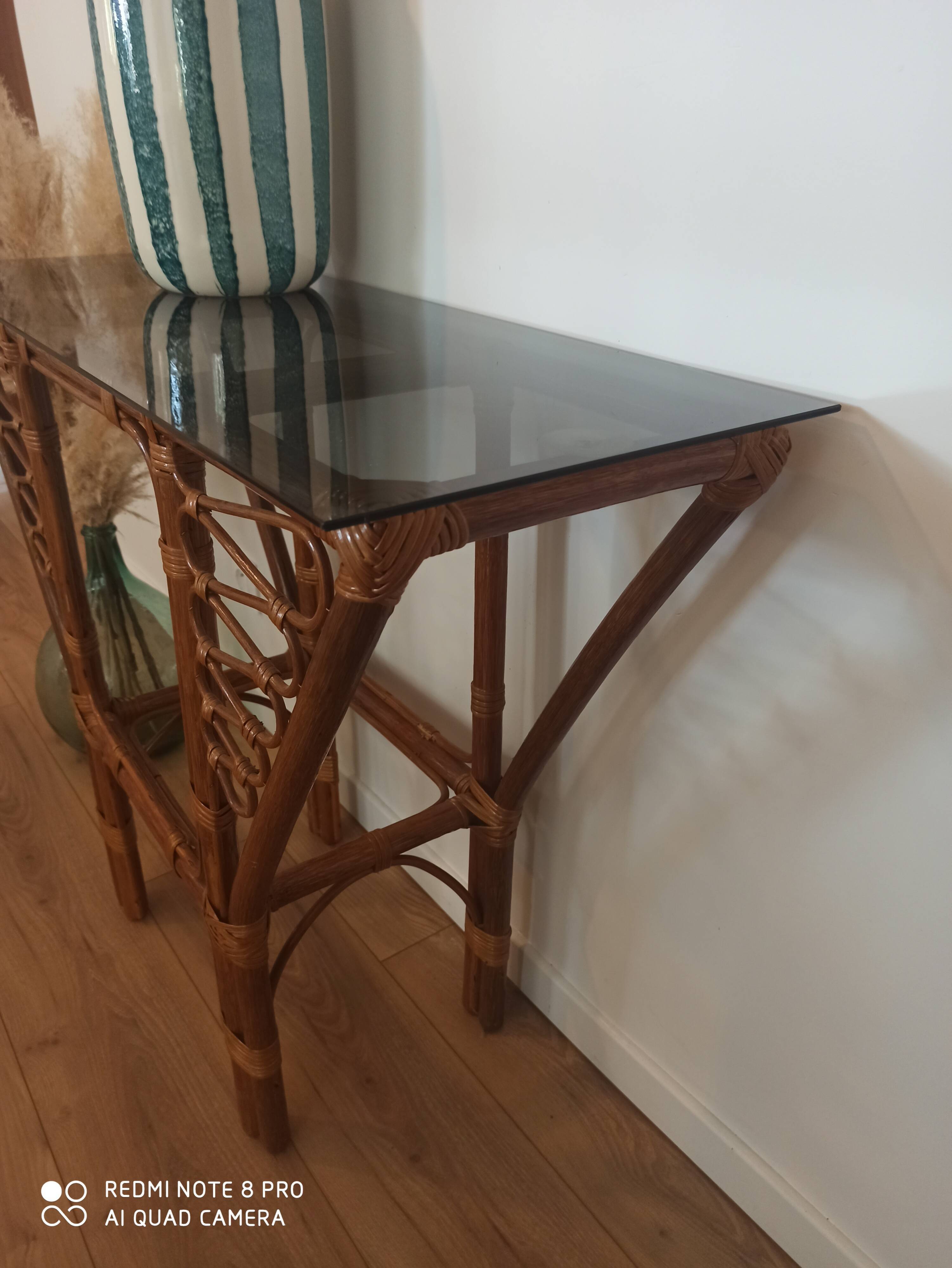 Vintage rattan console