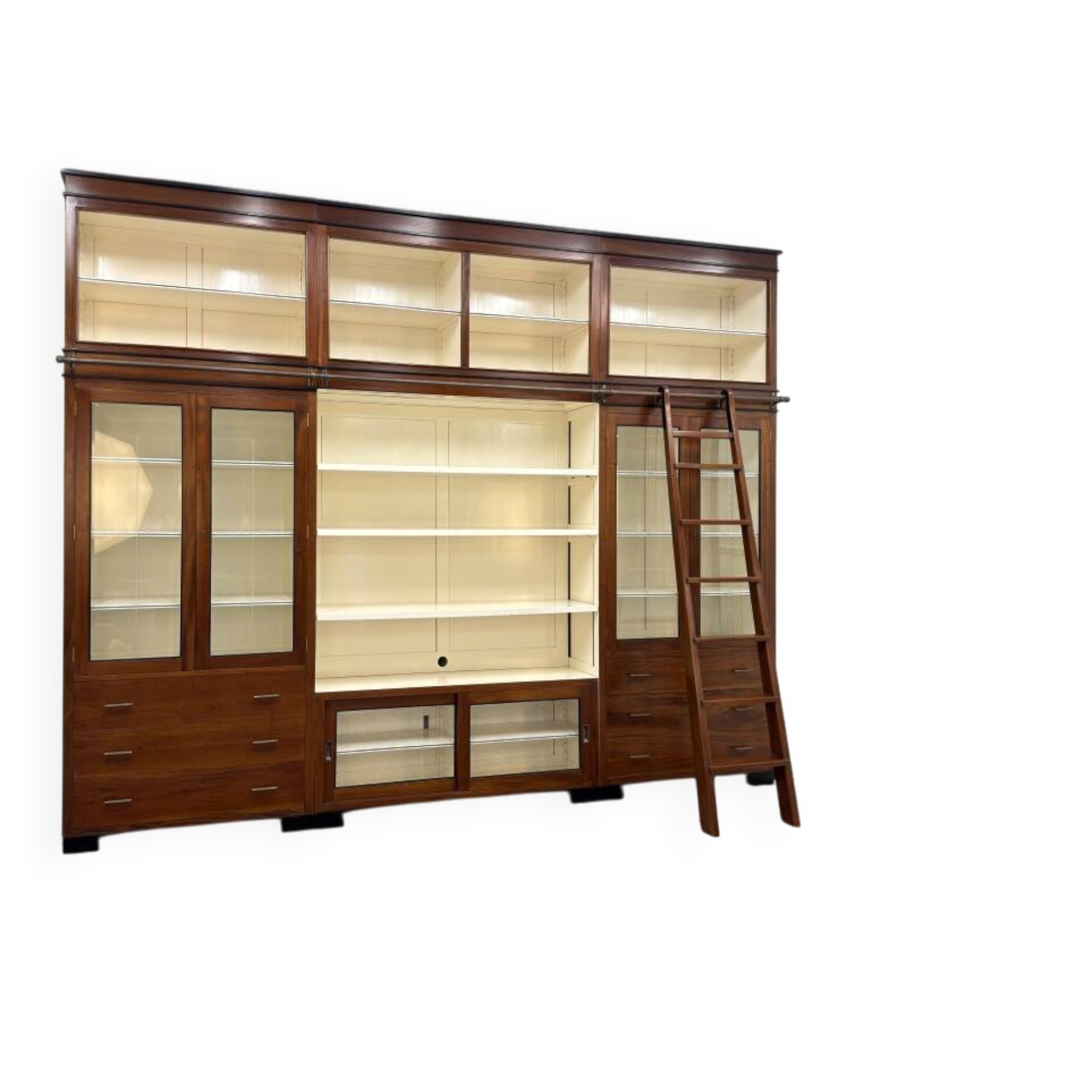 Large Classic English Art Deco Bookcase Library Cabinet