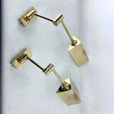 Postmodern pair of articulated brass wall lamps by Baulmann Leuchten. Germany 1980s