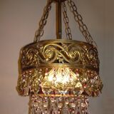 Vintage gilded cascading crystal chandelier