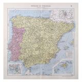 Spain and Portugal vintage map 43x43cm from 1950