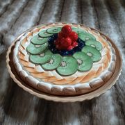 Antique pie dish in slipware