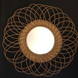 Round wicker mirror