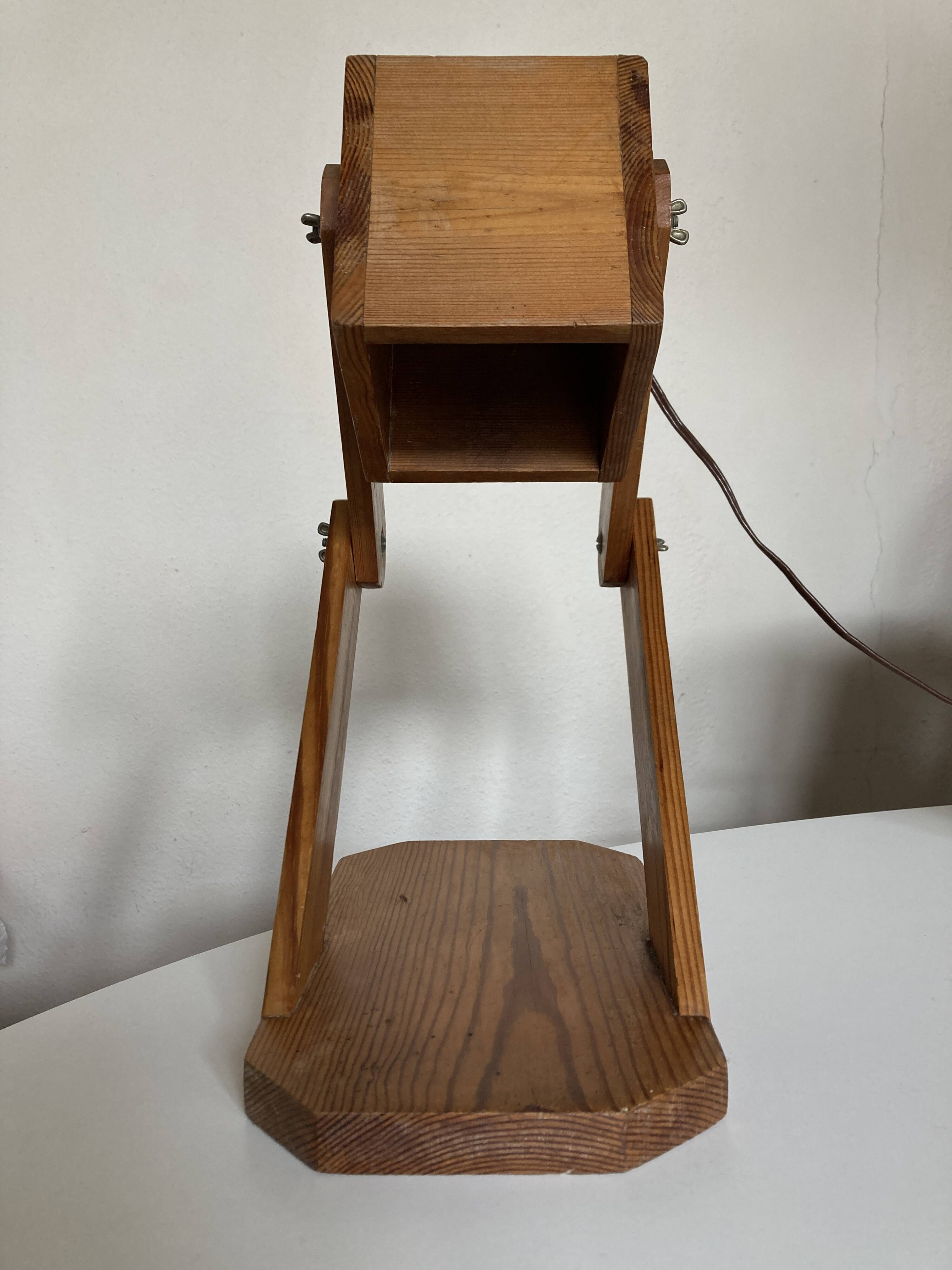 Articulated lamp in mountain chalet pine wood 1960