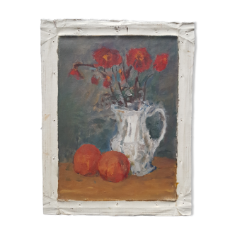Painting by Nagao Usui: "Bouquet of orange cquelicots"