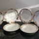 Series of 6 Saint Amand Ceranord soup plates, ocher and green pattern France