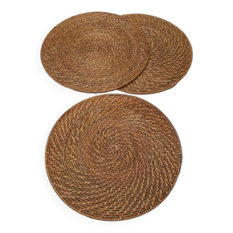 3 wicker and bamboo placemats