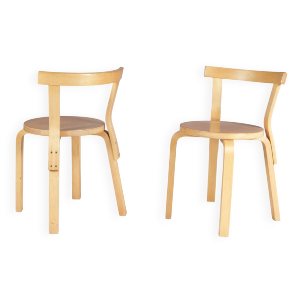 Chaises en pin modèle 68 d'Alvar Aalto des années 1950, ensemble de 2. — Beyit