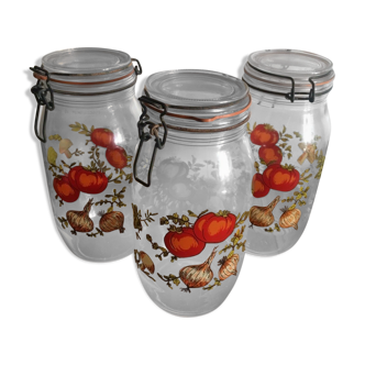 Lot of 3 canned jars 2 liters made in France deco kitchen vintage storage