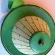 Green sheet metal and globe glass hanging lamp