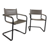 Duo de chaise style Marcel breuer (métal noir et cuit gris)