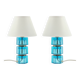 Pair of Mid-Century Glass & Brass Bedside/Table Lamps by C.Fagerlund, 1960s