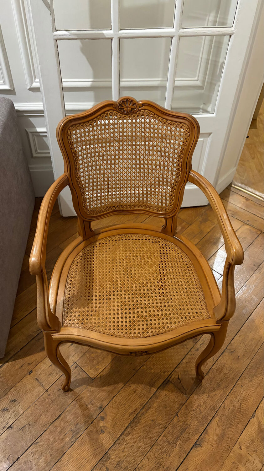 Caned cabriolet armchair – Classic chic style