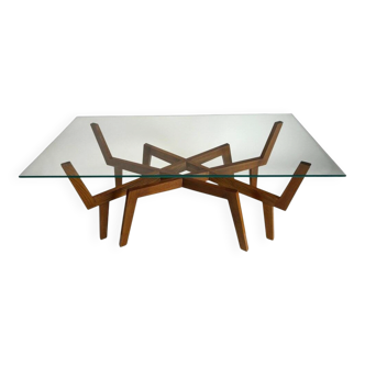 Mid-Century Modern Sculptural Wooden Coffee Table, Italy, 1950s