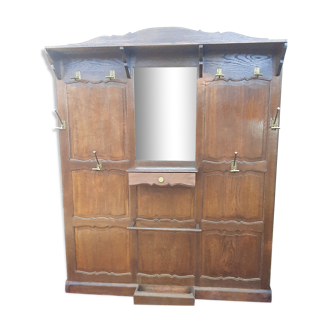 Coat rack wardrobe hats in solid chene