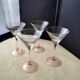 4 luminarc cocktail glasses pink foot