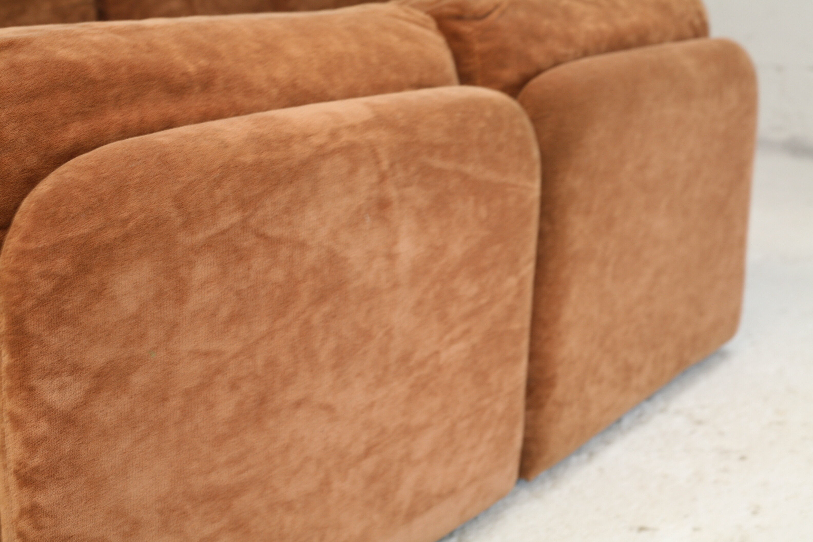 70s modular sofa, light brown velvet