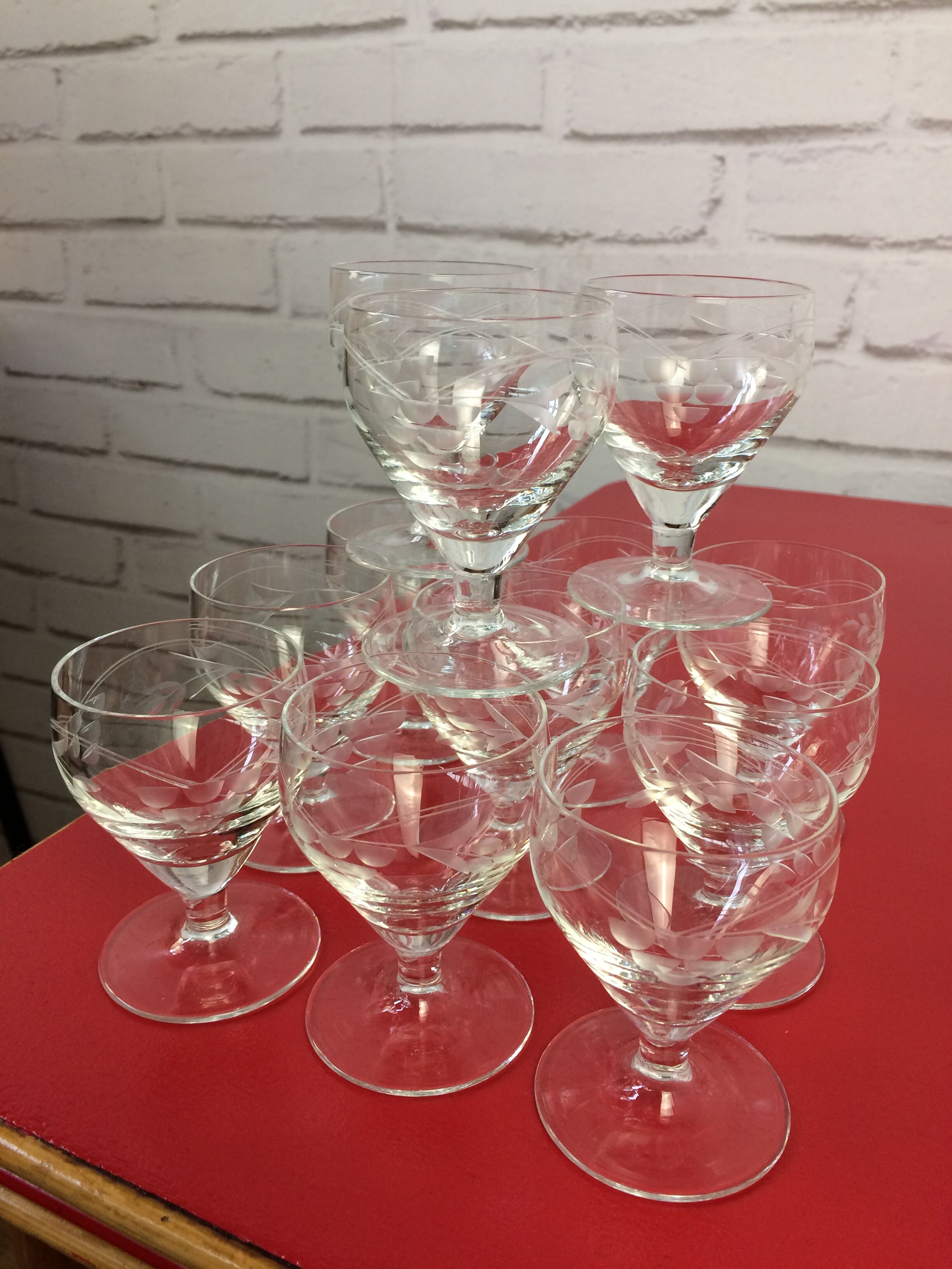 48-piece engraved glass service