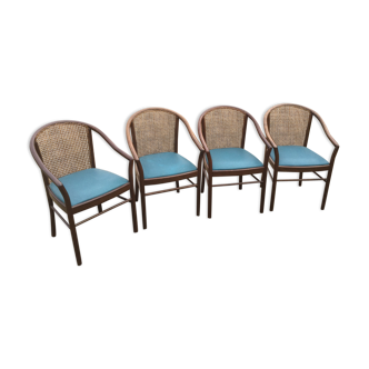 Wood and caning chairs