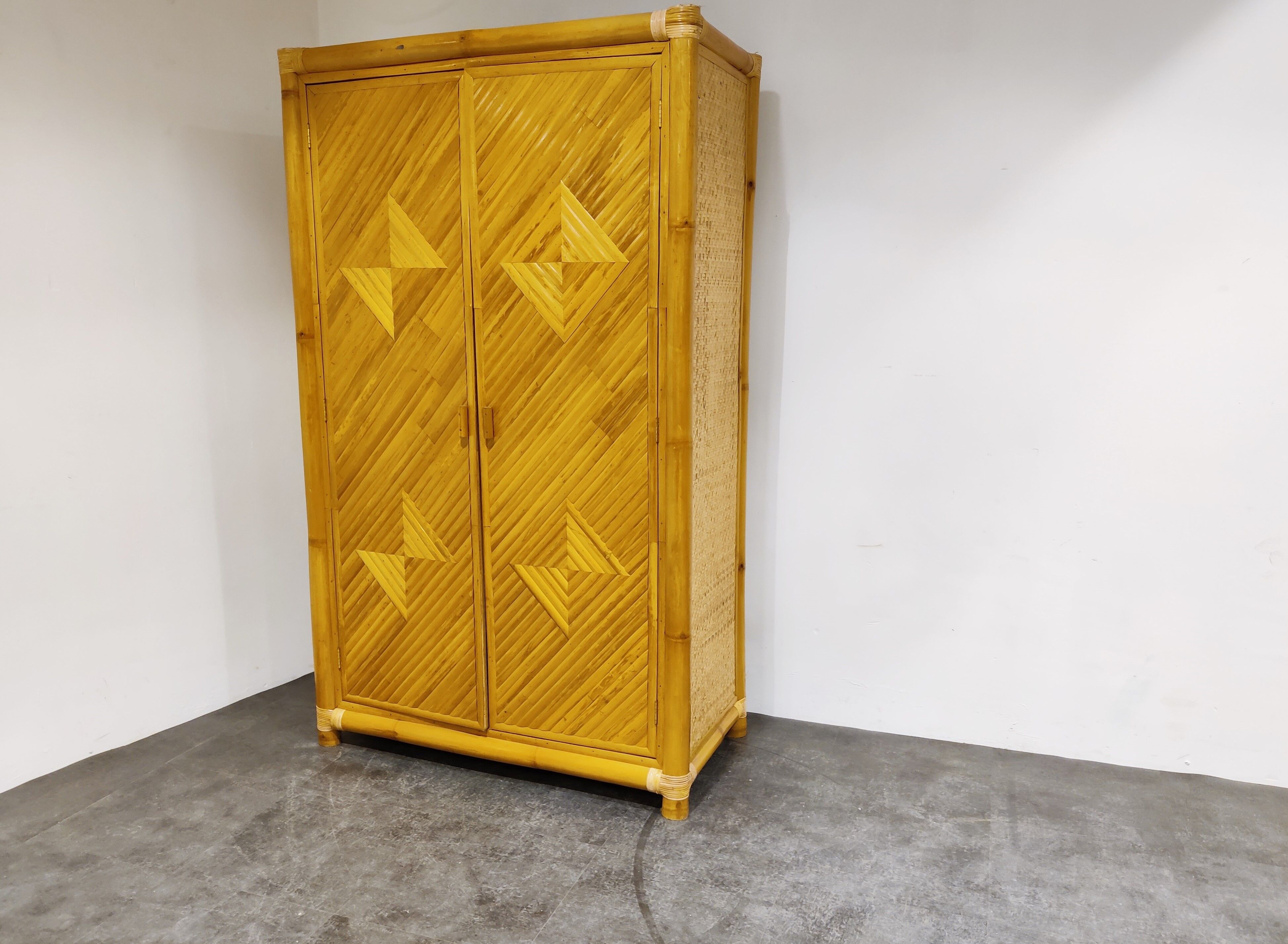 Rattan and bamboo wardrobe, 1960s